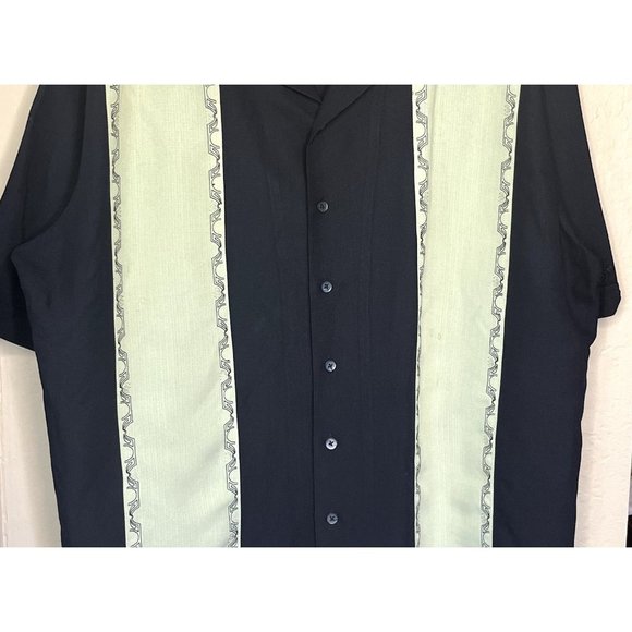 Cubavera Heritage Fit Shirt Mens 2XL vintage Black/Pistachio Rayon Button up - Picture 7 of 15